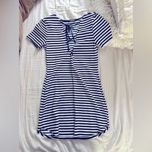 Fashion Nova Deep V Neck Cut Stripped Dress